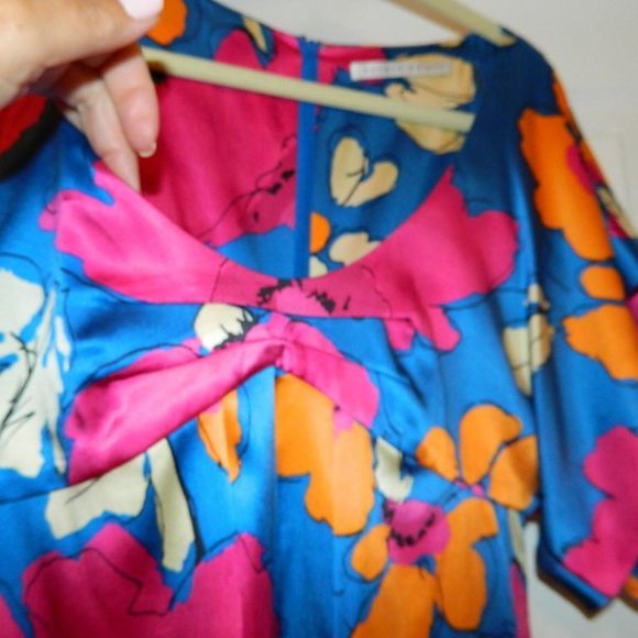 Susana Monaco Multi-Color Print Silk Dress, Kimono Sleeves Size 8 EUC - Picture 12 of 12